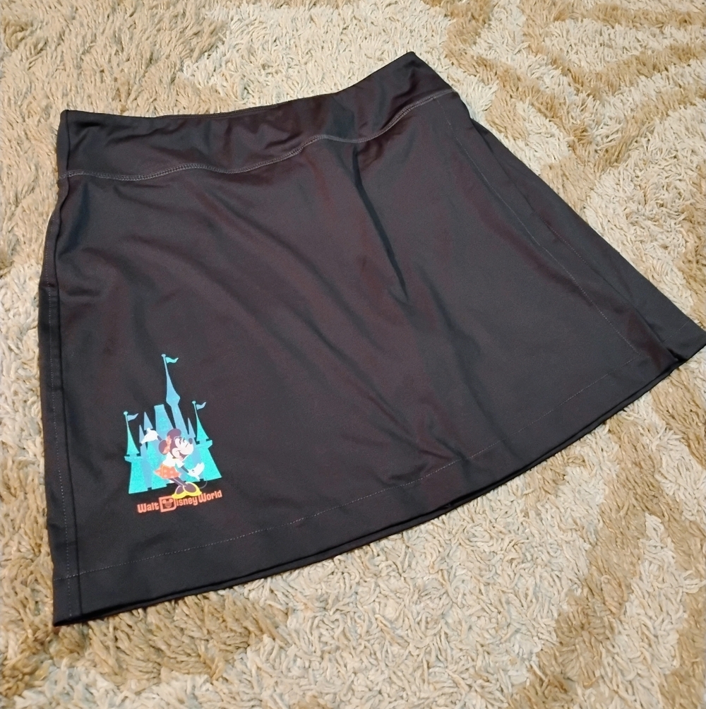 Disney Black Mini Skirt with Teal Castle and Mickey Graphic